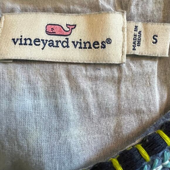 Vineyard Vines Embroidered Blue Striped Summer Tunic‎ Shift Dress Size Small - Picture 6 of 8